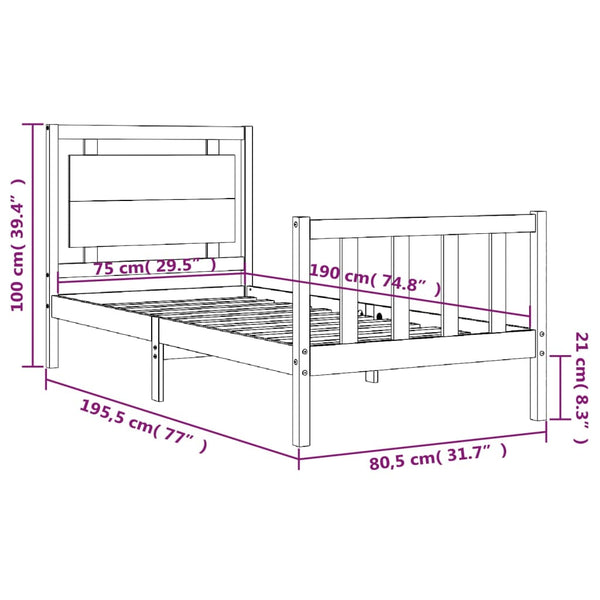 Schwarzes Bettgestell mit Kopfteil Muzaffer Small Single (Holz)