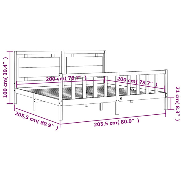 Graues Bettgestell mit Kopfteil Muzaffer 200x200cm (Holz)