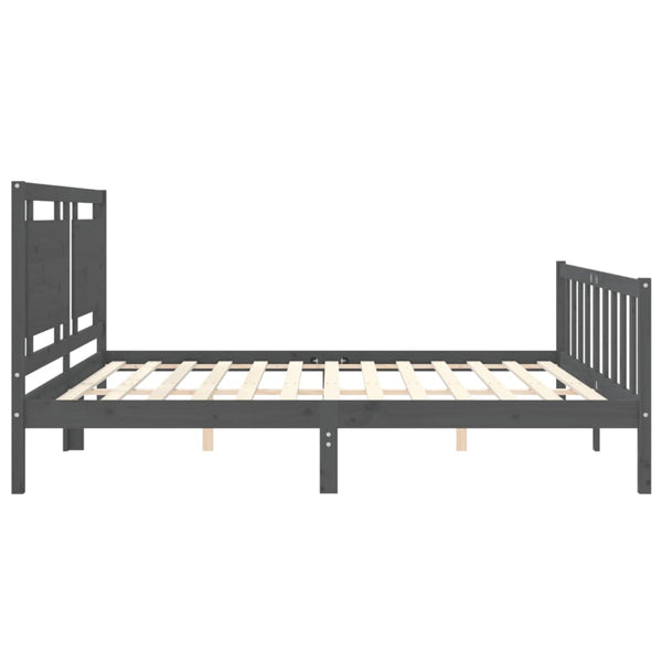 Graues Bettgestell mit Kopfteil Muzaffer 200x200cm (Holz)