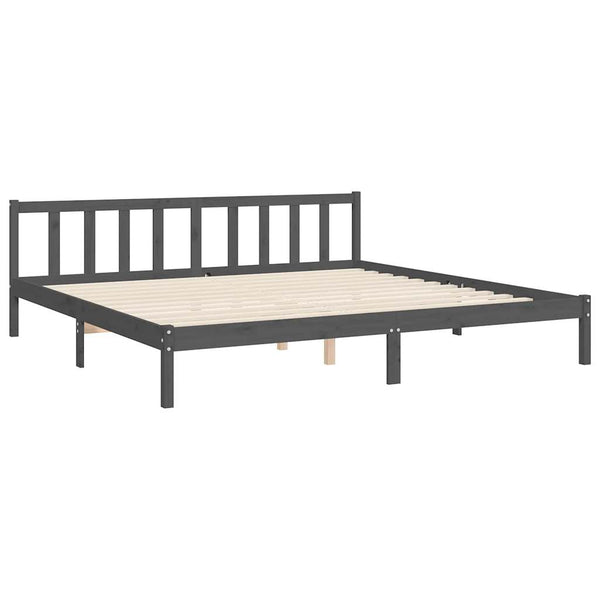 Graues Bettgestell mit Kopfteil Muzaffer 200x200cm (Holz)