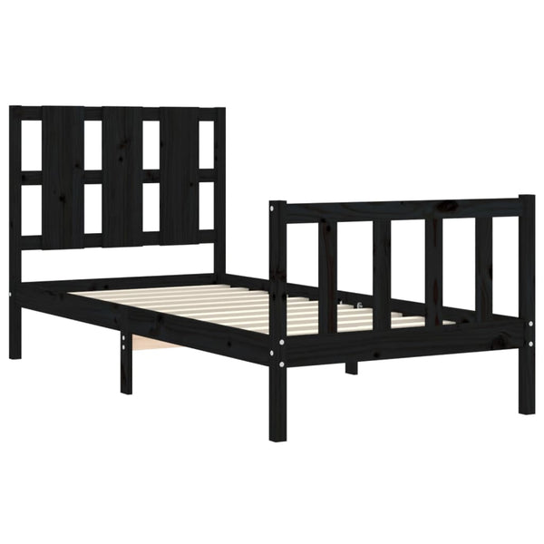 Schwarzes Bettgestell mit Kopfteil Lusia Small Single (Holz)