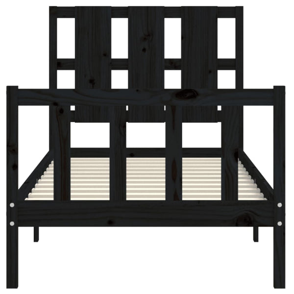 Schwarzes Bettgestell mit Kopfteil Lusia Small Single (Holz)