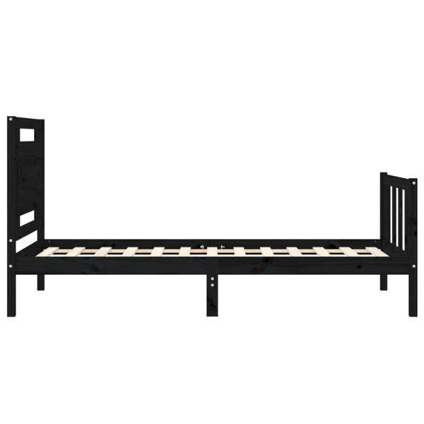 Schwarzes Bettgestell mit Kopfteil Lusia Small Single (Holz)