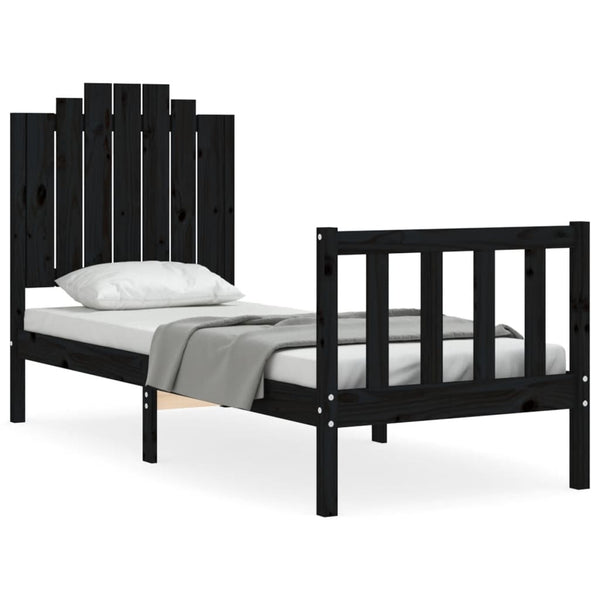 Schwarzes Bettgestell mit Kopfteil Ugolino Small Single (Holz)