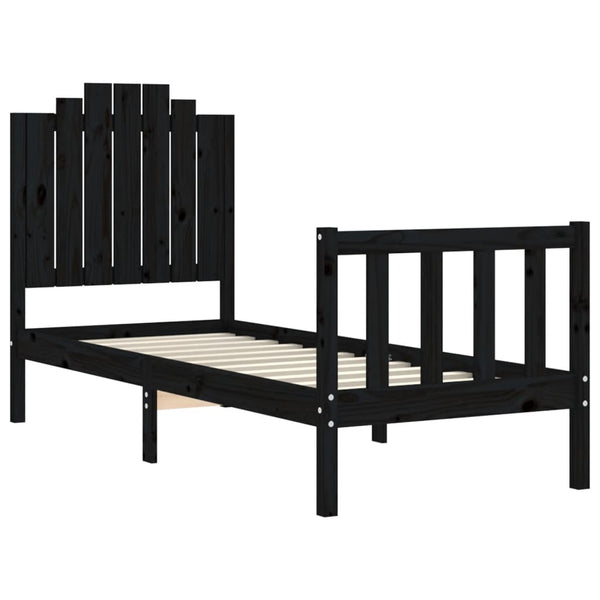 Schwarzes Bettgestell mit Kopfteil Ugolino Small Single (Holz)
