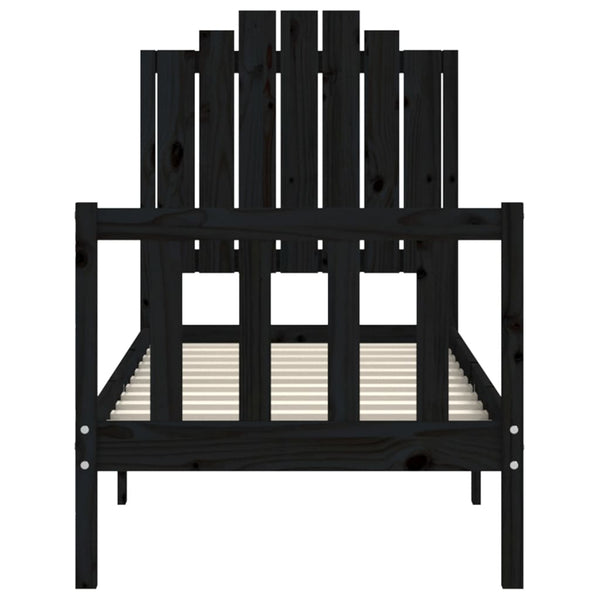 Schwarzes Bettgestell mit Kopfteil Ugolino Small Single (Holz)