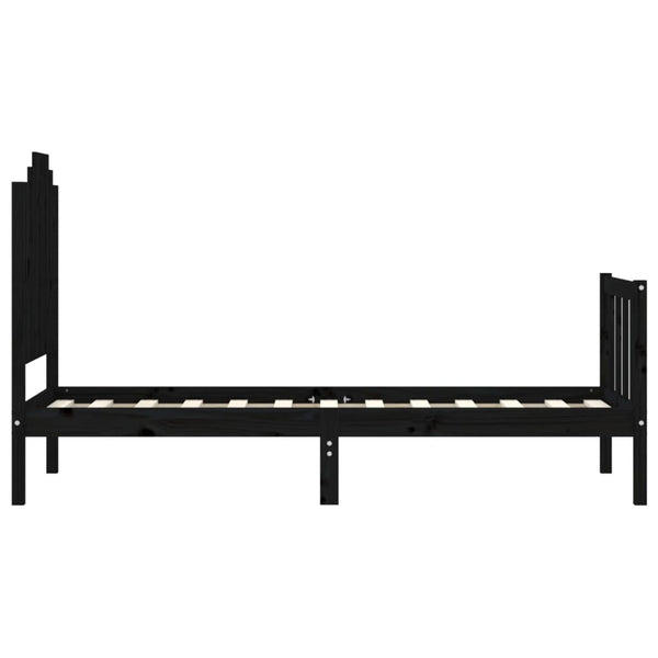 Schwarzes Bettgestell mit Kopfteil Ugolino Small Single (Holz)