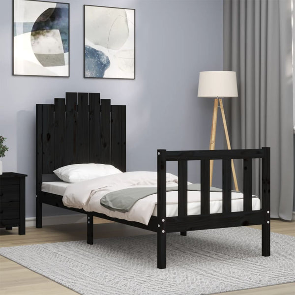 Schwarzes Bettgestell mit Kopfteil Ugolino Small Single (Holz)