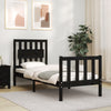 Schwarzes Bettgestell mit Kopfteil Olibieada Klein Einzel (Holz)