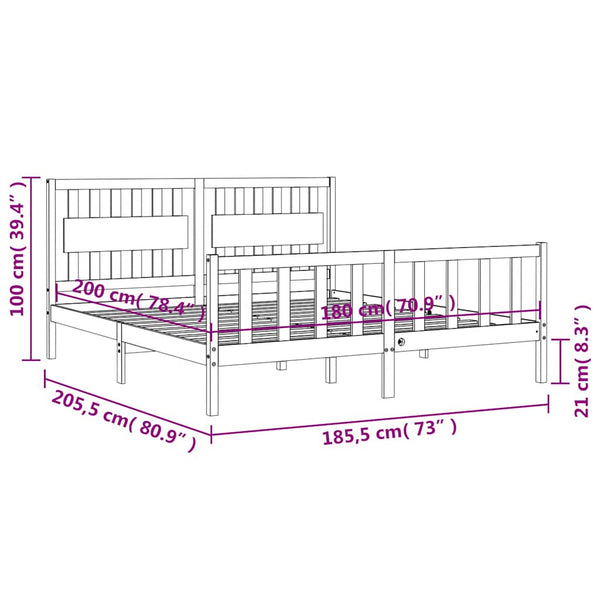 Bettrahmen mit Kopfteil Olibieada Super King Size (Holz)