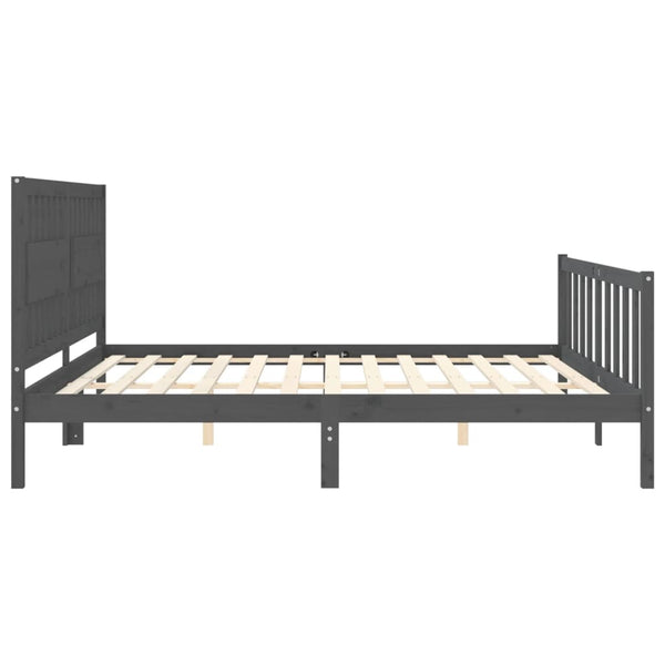 Bettgestell Olibieada 200x200cm, Grau (Holz)