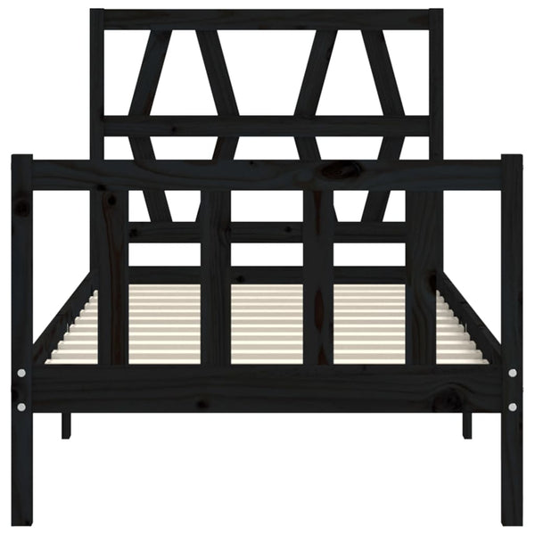 Schwarzes Bettgestell mit Kopfteil Orsilia Small Single (Holz)