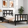 Schwarzes Bettgestell mit Kopfteil Orsilia Small Single (Holz)