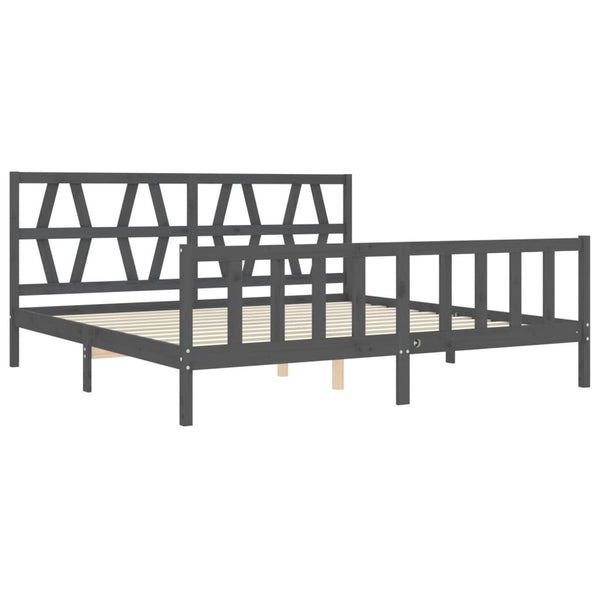 Graues Bettgestell mit Kopfteil Orsilia 200x200cm (Holz)
