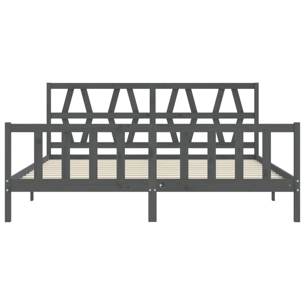 Graues Bettgestell mit Kopfteil Orsilia 200x200cm (Holz)