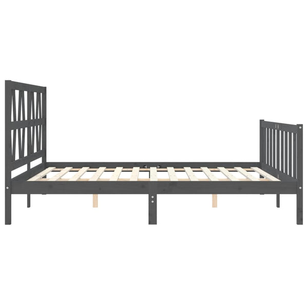 Graues Bettgestell mit Kopfteil Orsilia 200x200cm (Holz)