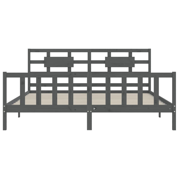 Graues Bettgestell mit Kopfteil Pantelescu 200x200cm (Holz)