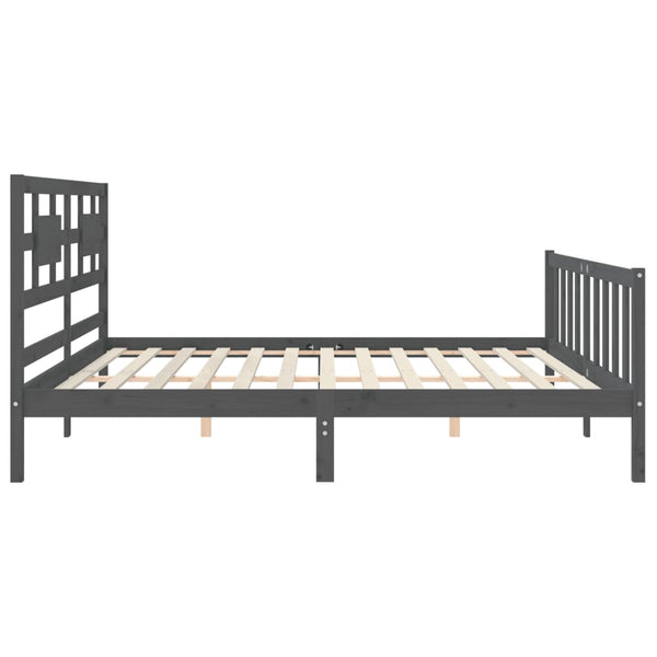 Graues Bettgestell mit Kopfteil Pantelescu 200x200cm (Holz)