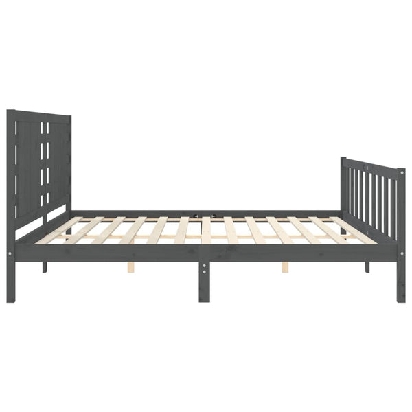 Bettgestell Verjinia 200x200cm mit Kopfteil, grau (Holz)