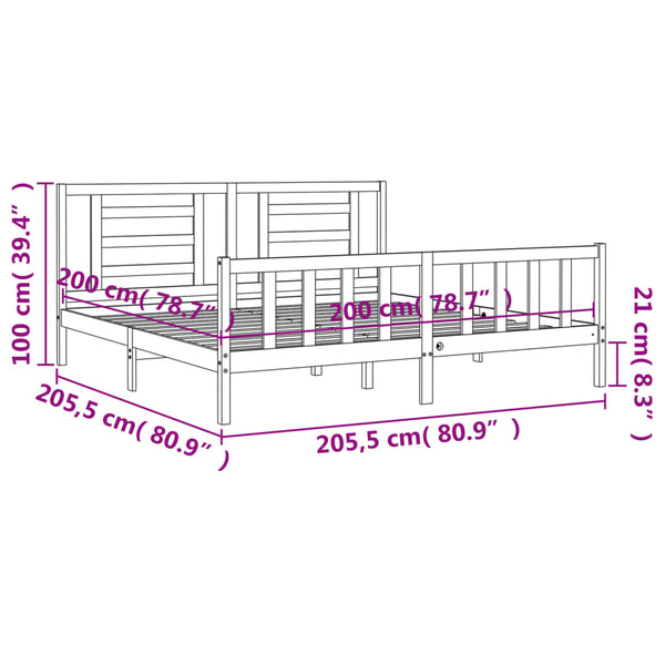 Graues Bettgestell mit Kopfteil Baryy 200x200cm (Holz)