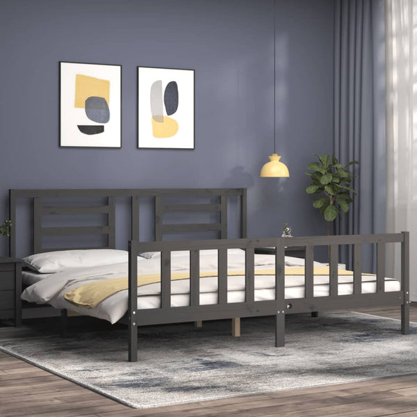 Graues Bettgestell mit Kopfteil Baryy 200x200cm (Holz)