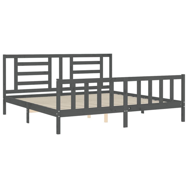 Graues Bettgestell mit Kopfteil Baryy 200x200cm (Holz)