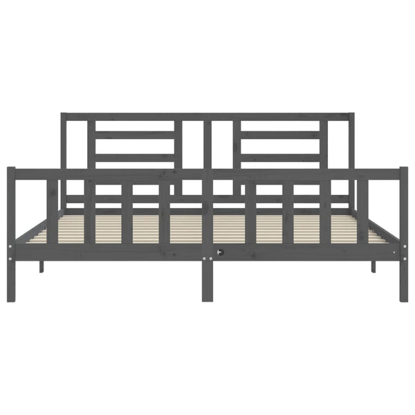 Graues Bettgestell mit Kopfteil Baryy 200x200cm (Holz)