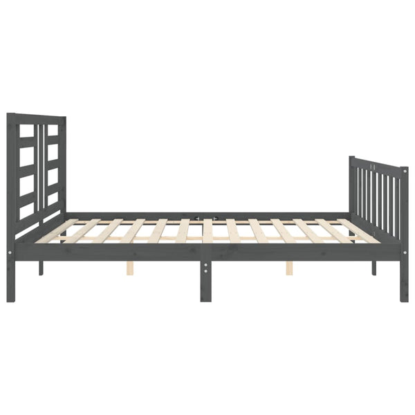 Graues Bettgestell mit Kopfteil Baryy 200x200cm (Holz)