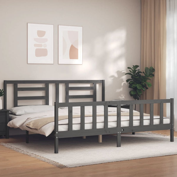 Graues Bettgestell mit Kopfteil Baryy 200x200cm (Holz)