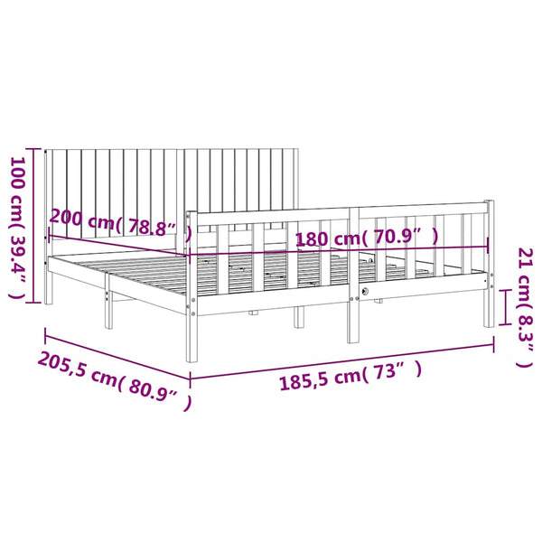 Bettrahmen mit Kopfteil Willodean Super King Size (Holz)