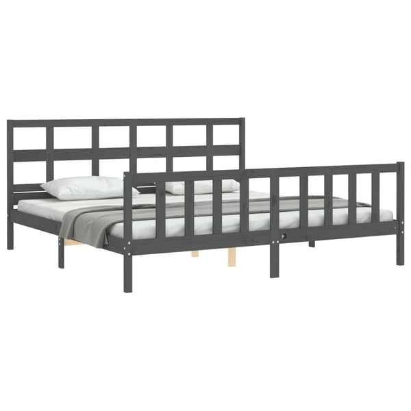 Graues Bettgestell mit Kopfteil Fortyogo 200x200cm (Holz)