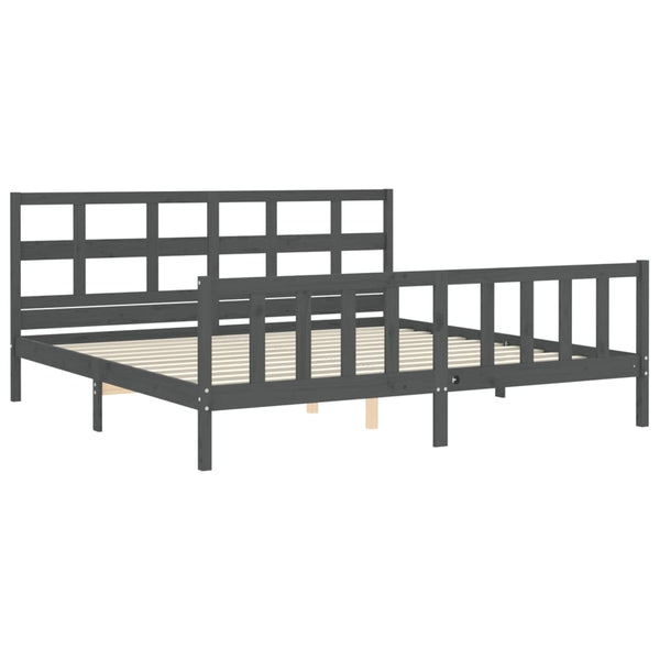 Graues Bettgestell mit Kopfteil Fortyogo 200x200cm (Holz)