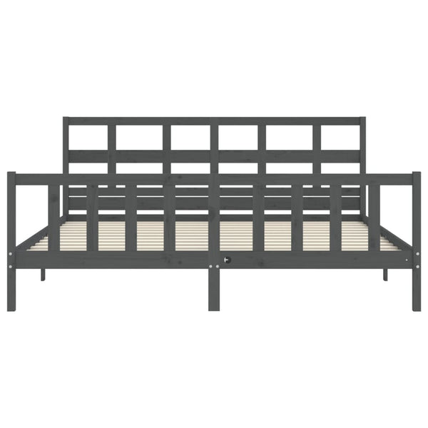 Graues Bettgestell mit Kopfteil Fortyogo 200x200cm (Holz)
