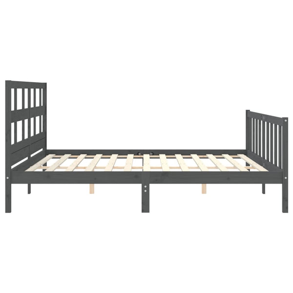 Graues Bettgestell mit Kopfteil Fortyogo 200x200cm (Holz)
