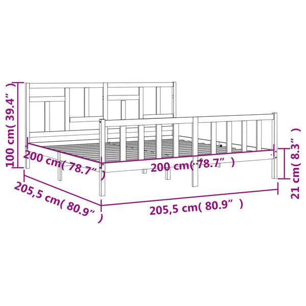 Graues Bettgestell mit Kopfteil Ghitulina 200x200cm (Holz)