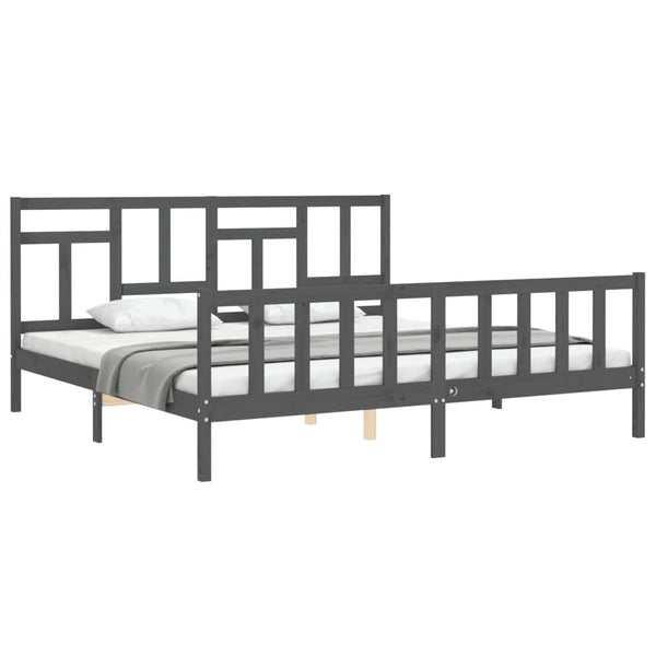 Graues Bettgestell mit Kopfteil Ghitulina 200x200cm (Holz)