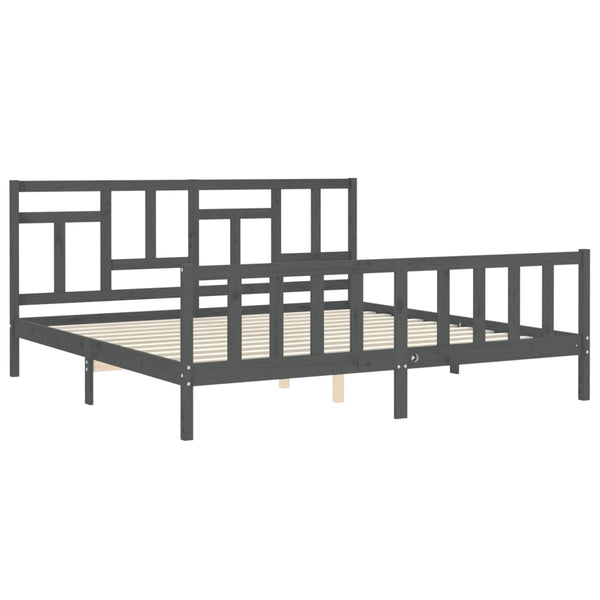 Graues Bettgestell mit Kopfteil Ghitulina 200x200cm (Holz)