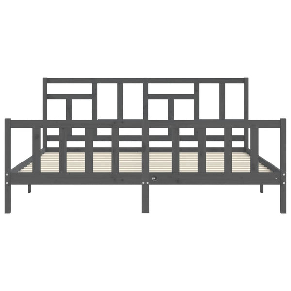 Graues Bettgestell mit Kopfteil Ghitulina 200x200cm (Holz)