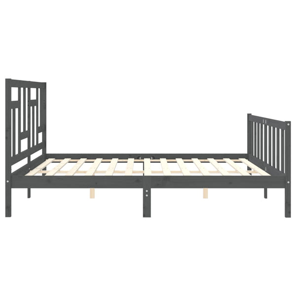 Graues Bettgestell mit Kopfteil Ghitulina 200x200cm (Holz)