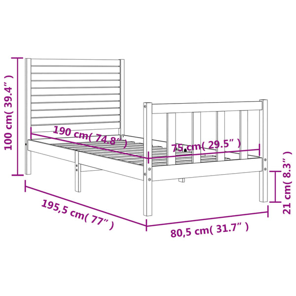 Schwarzes Bettgestell mit Kopfteil Ecsenie Small Single (Holz)