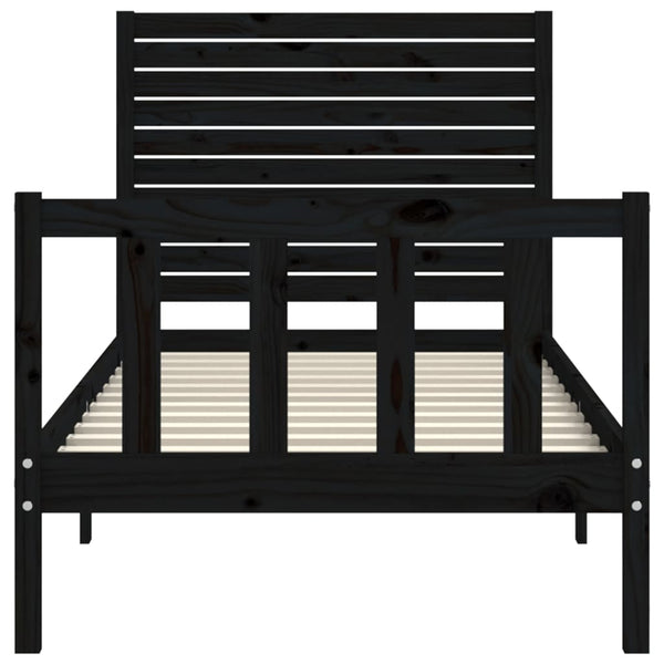 Schwarzes Bettgestell mit Kopfteil Ecsenie Small Single (Holz)