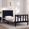 Schwarzes Bettgestell mit Kopfteil Ecsenie Small Single (Holz)