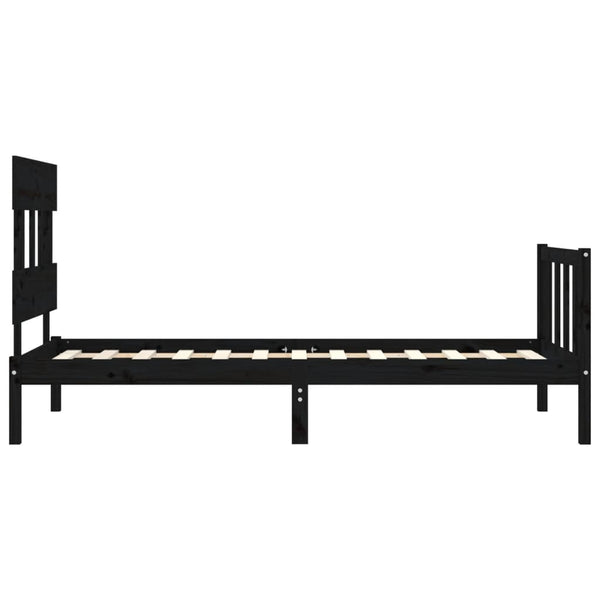 Schwarzes Bettgestell mit Kopfteil Kizner Small Single (Holz)