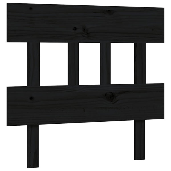 Schwarzes Bettgestell mit Kopfteil Kizner Small Single (Holz)
