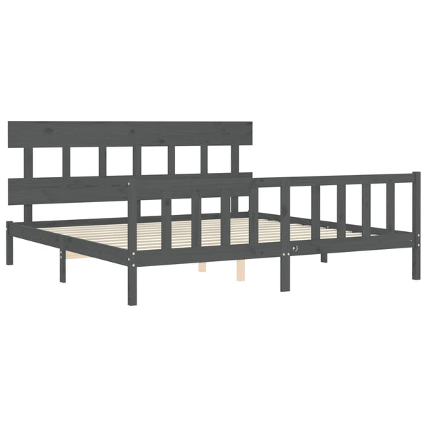 Graues Bettgestell Kizner mit Kopfteil 200x200cm (Holz)