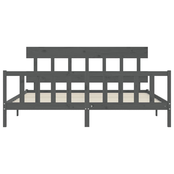 Graues Bettgestell Kizner mit Kopfteil 200x200cm (Holz)