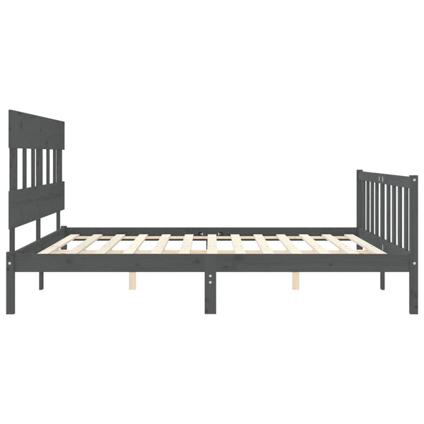 Graues Bettgestell Kizner mit Kopfteil 200x200cm (Holz)