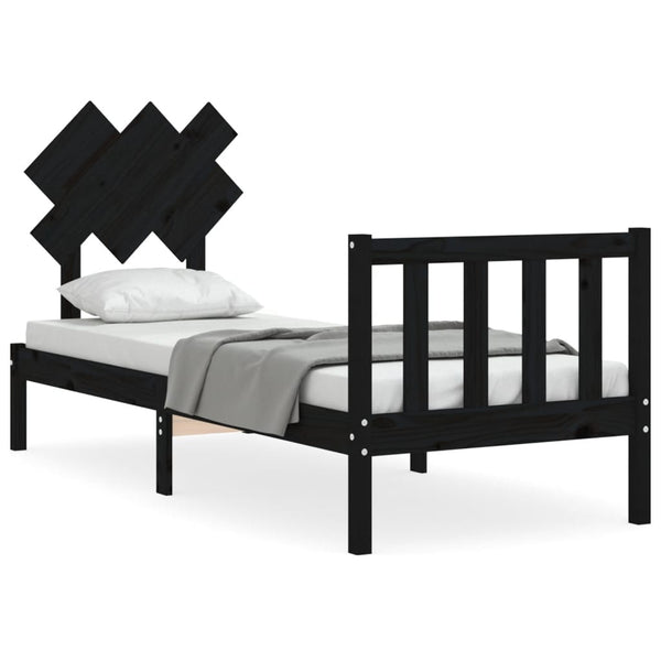 Schwarzes Bettgestell mit Kopfteil Jude Small Single (Holz)