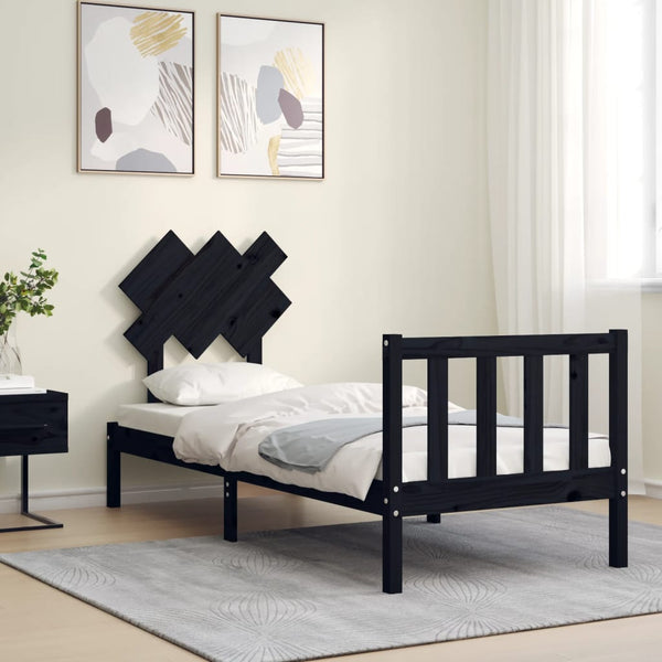Schwarzes Bettgestell mit Kopfteil Jude Small Single (Holz)