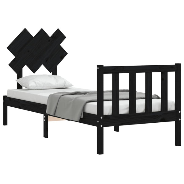 Schwarzes Bettgestell mit Kopfteil Jude Small Single (Holz)